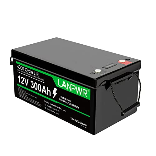12V 300Ah LiFePO4 Lithium Battery, 4000+ Deep Cycles, Built-in 200A BMS, Support in Series/Parallel, Perfect for Replacing Most of Backup Power, RV, Boats, Solar, Trolling motor, Off-Grid