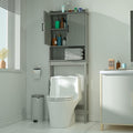 Over The Toilet Storage Bathroom Organizer and Small Freestanding Cabinet W/Adjustable Shelf & Storage Rack, Bathroom Space Saver, Grey