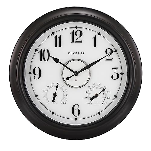 Illuminated Outdoor Clock 18 inch Waterproof with Thermometer & Hygrometer F126019