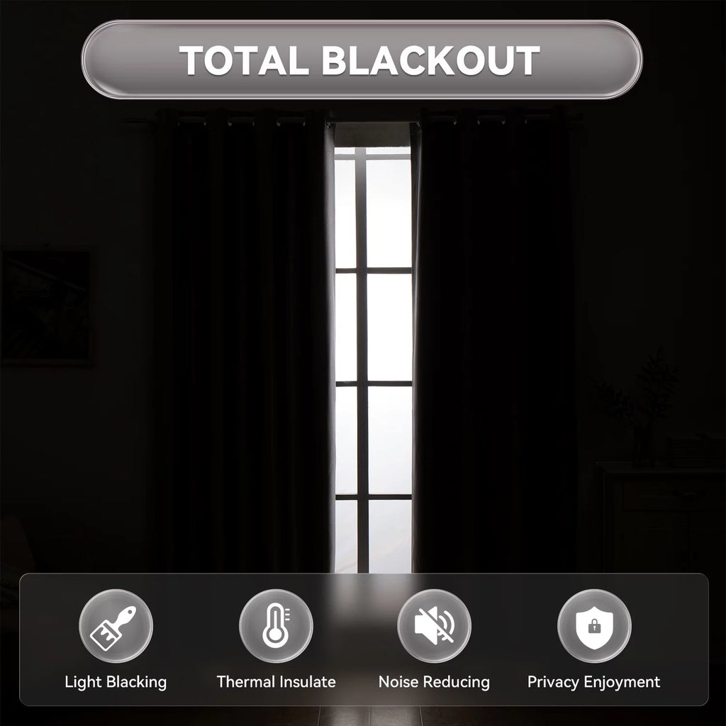 Embossed 100% Blackout Curtains for Bedroom, Grommet Single Panel, Gray, 52x84 inch D4116