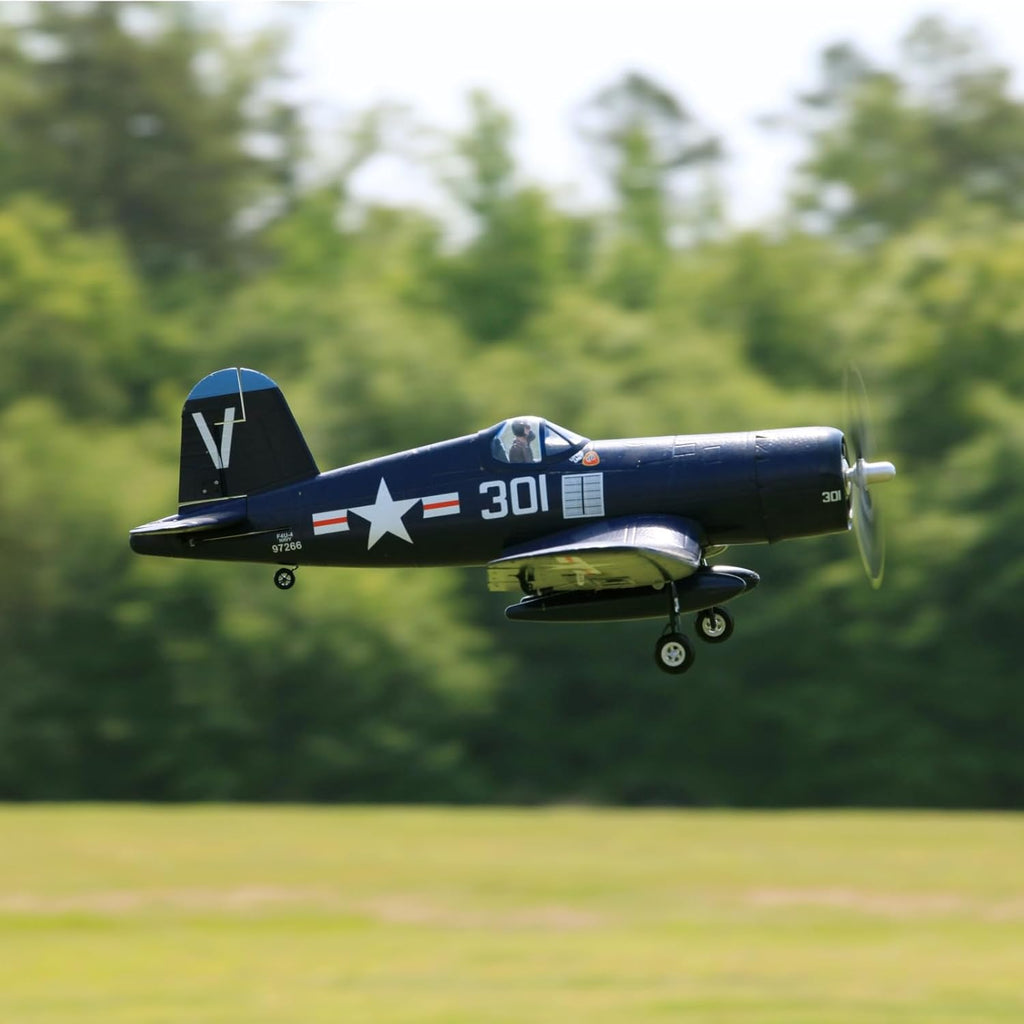 FMS RC Airplane 800mm F4U Corsair V2 Blue 4CH PNP with FS-SM001 Flight Simulator Controller W413