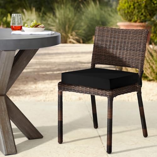 downluxe Waterproof Outdoor Chair Cushions Set of 4, 19" x 19" x 3", Black O202
