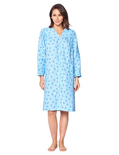 Casual Nights Women's Floral Snap Front Flannel Duster Dress X95896