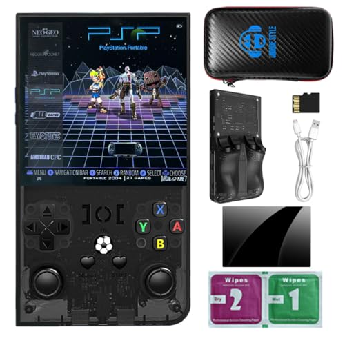 R36Max Retro Handheld Game Console with 4-Inch IPS Screen, 64GB, Black P314194