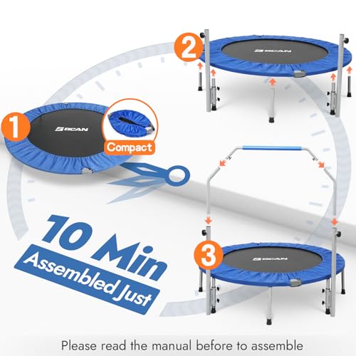 BCAN Foldable Mini Trampoline with Adjustable Foam Handle for Adults O541845