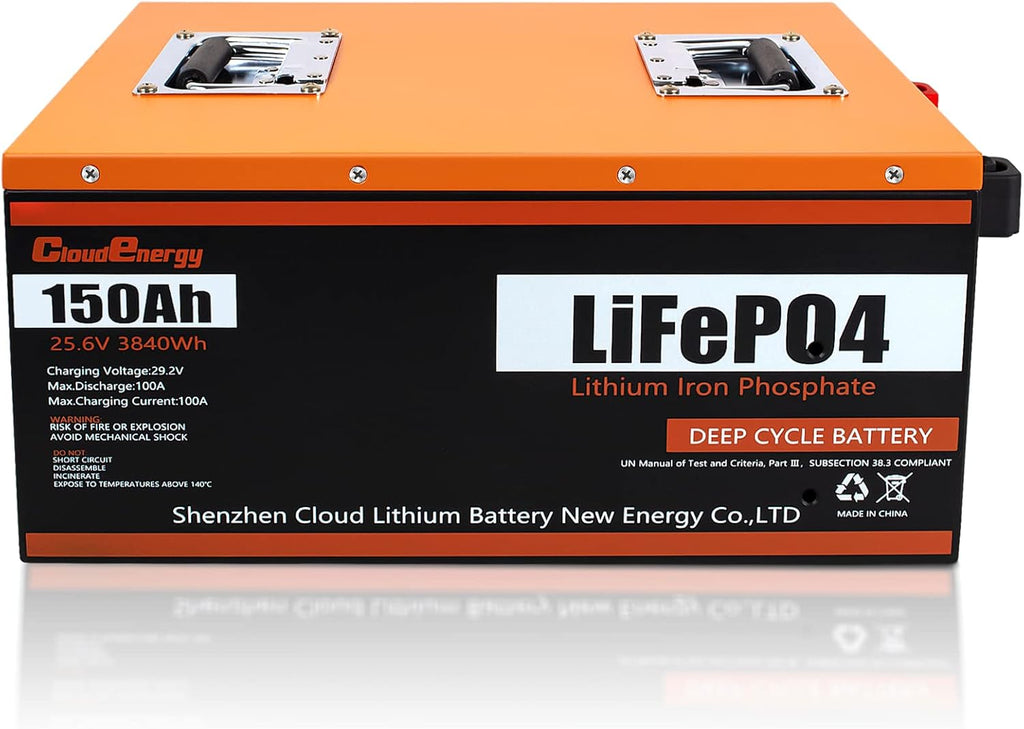 24V 150Ah 3.84kWh Deep Cycle LiFePO4 Battery with Longer Runtime, Built-in 100A BMS, 6000+Cycles & 10 Year Lifetime, Perfect in Solar/Energy Storage System, RV, Marine, Backup Power, etc