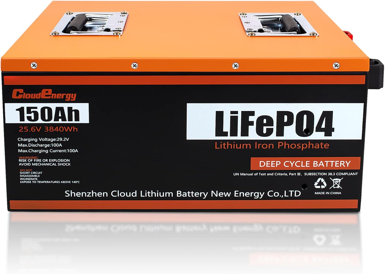 24V 150Ah 3.84kWh Deep Cycle LiFePO4 Battery with Longer Runtime, Built-in 100A BMS, 6000+Cycles & 10 Year Lifetime, Perfect in Solar/Energy Storage System, RV, Marine, Backup Power, etc