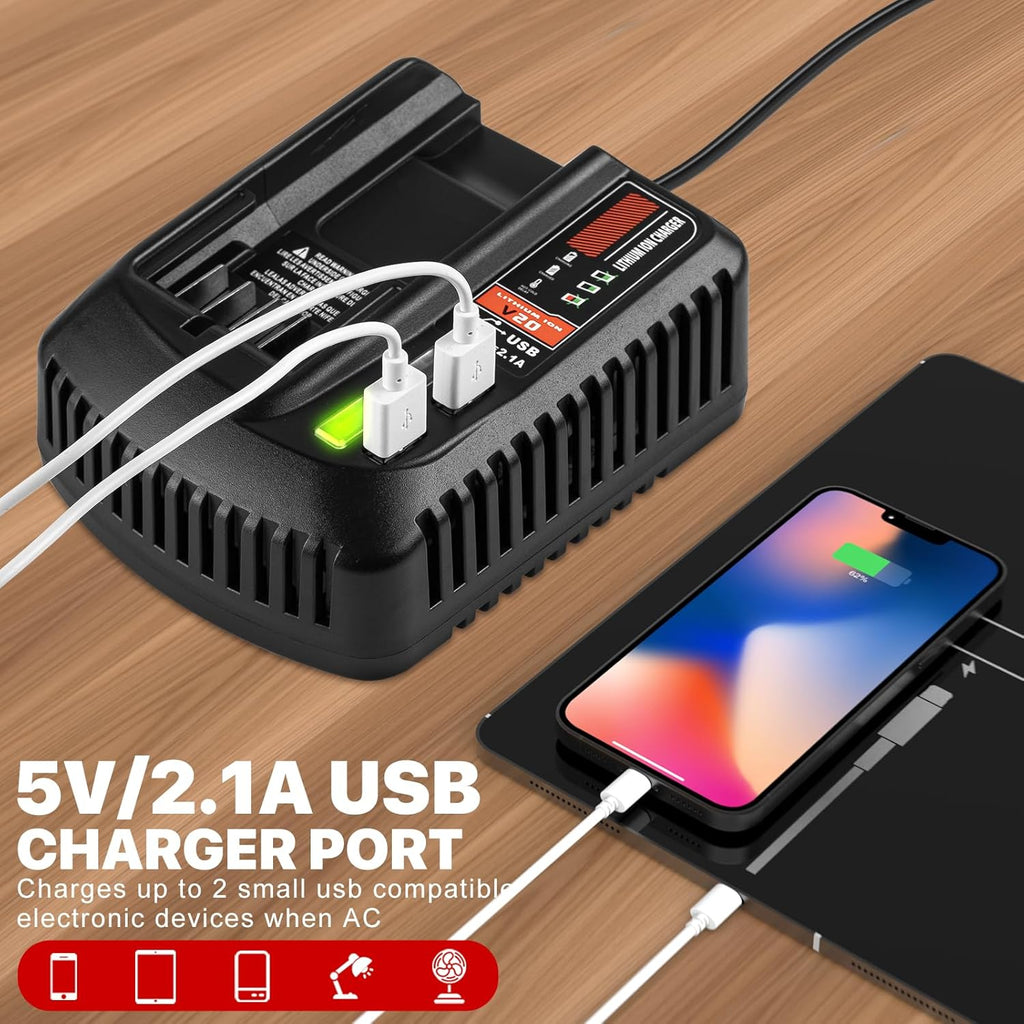 2Pack 20V 3.5Ah Replacement Battery and Charger Kit for Craftsman V20 X966888