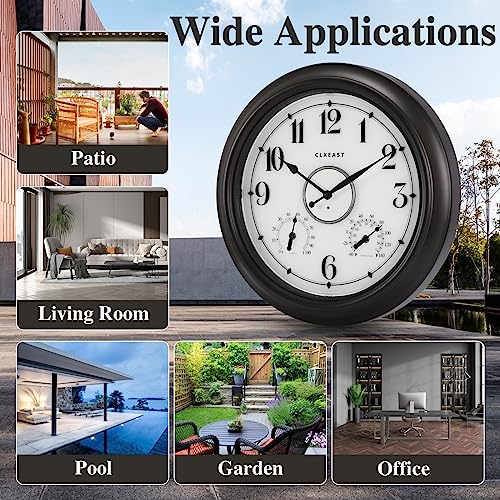 Illuminated Outdoor Clock 18 inch Waterproof with Thermometer & Hygrometer F126019