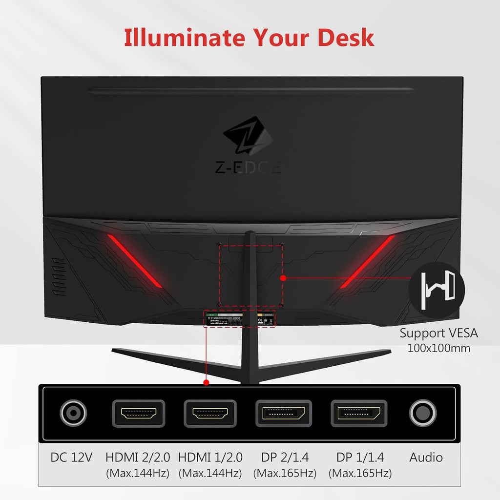 Z-Edge Curved Gaming Monitor Bundle 24-inch & 32-inch 2 Pack, 165Hz/75Hz, 1080P/1440P, AMD FreeSync Premium B385
