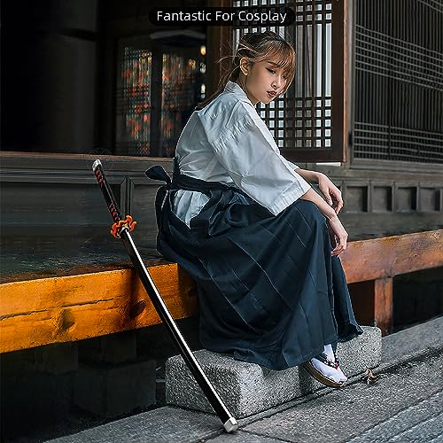 Demon Slayer Sword 41" Full-Set with Belt & Stand, Tanjiro Wooden Katana Cosplay Prop M416325