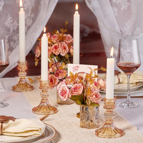 Taper Candle Holder Set of 6, Glass Gold Vintage Candlestick Holders Y451