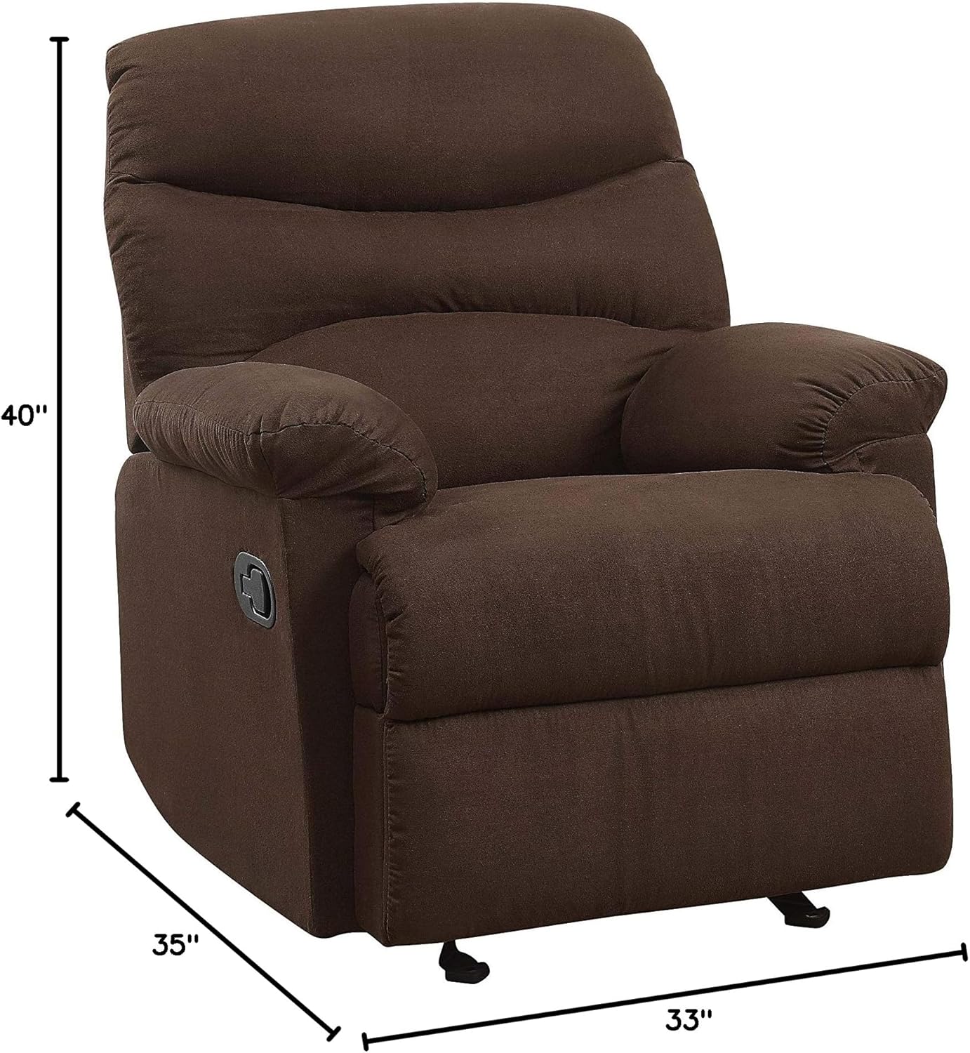 Arcadia Recliner in Chocolate Microfiber C355