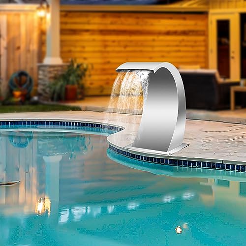Stainless Steel Pool Waterfall Spillway with Pipe Connector, 17.7 Inch D9336