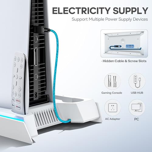 PS5 Stand with Cooling & Charging Station for Disc & Digital Console U78876