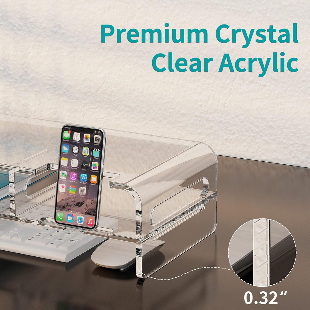 Zimilar 20-inch Acrylic Monitor Stand Riser with Keyboard Storage and Phone Holder Q84880