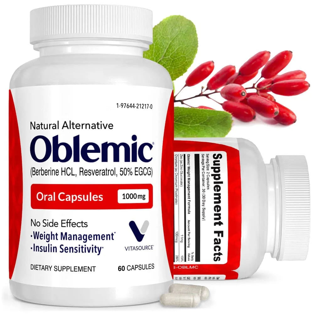 Oblemic Natural Oral Capsules, Plant Based Vitality Supplement with Berberine, 60 Count B2396