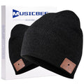 beanie Bluetooth, MUSICBEE Bluetooth V5.2 Wireless Knit Winter Cap, 24 Hour Play time, Built-in Microphone and HD Stereo Speakers(White