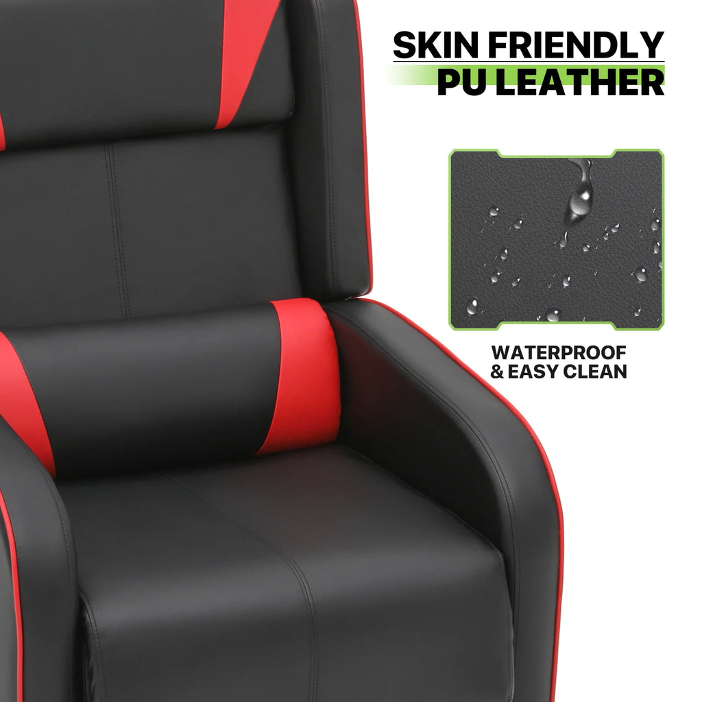Magshion Gaming Massage Recliner Chair with Footrest, PU Leather, Red R2353