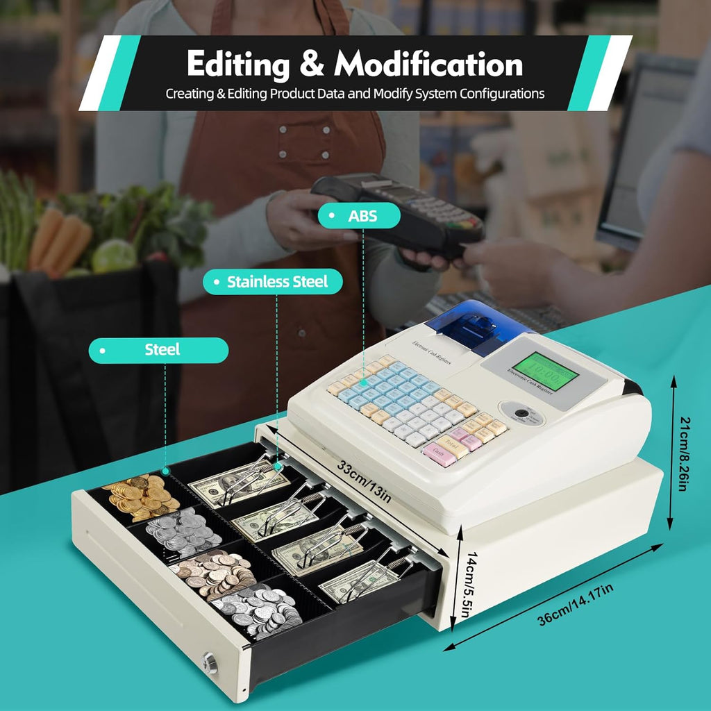 Small Business Cash Register with Thermal Printer and Cash Drawer I4343