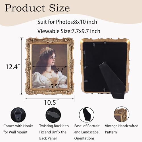 Antique Picture Frames 8x10 Vintage Victorian Ornate with Glass, Black S55546