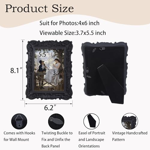 Antique Picture Frames 8x10 Vintage Victorian Ornate with Glass, Black S55546