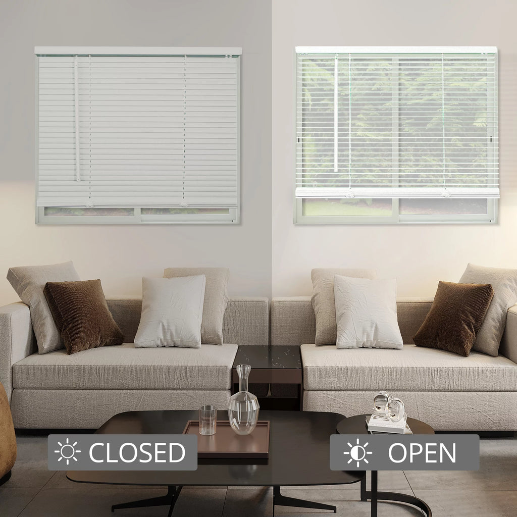 CHICOLOGY Cordless 1-Inch Vinyl Mini Blinds, Gloss White, Room Darkening, 70"W x 48"H F935850