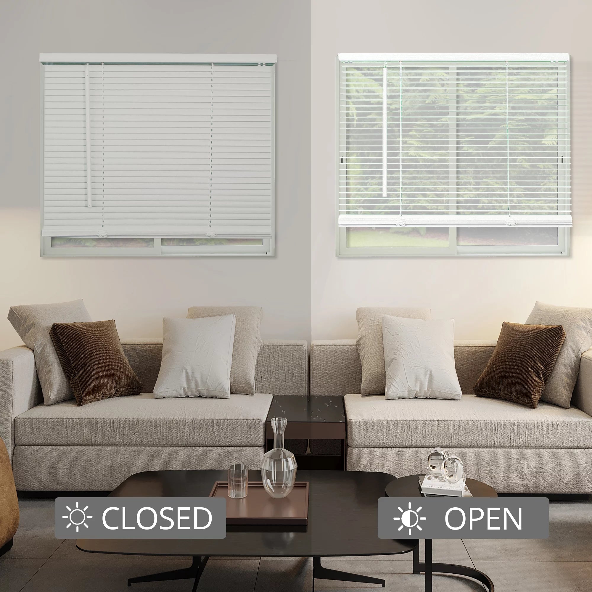 CHICOLOGY Cordless 1-Inch Vinyl Mini Blinds, Gloss White, Room Darkening, 70"W x 48"H F935850