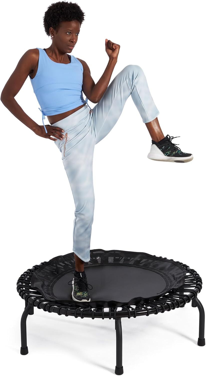 JumpSport 430 44 Inch Mini Exercise Rebounder Trampoline with Workout DVDs, Black L76641