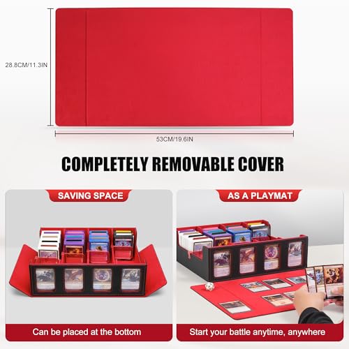 Trading Card Storage Box with Commander Display, 5-Row Deck Case, Black Purple B7043