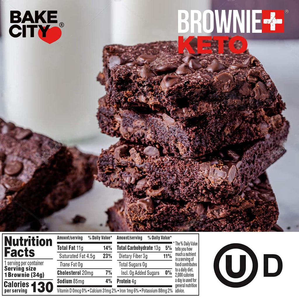 Bake City Brownie+ Keto 1.2oz Brownie (12 pack), Gluten Free, 0g Sugar Z12341