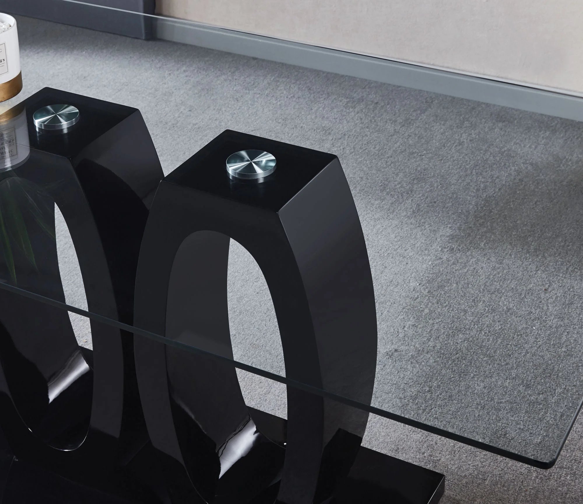 Contemporary Tempered Glass Double Pedestal Dining Table M27036