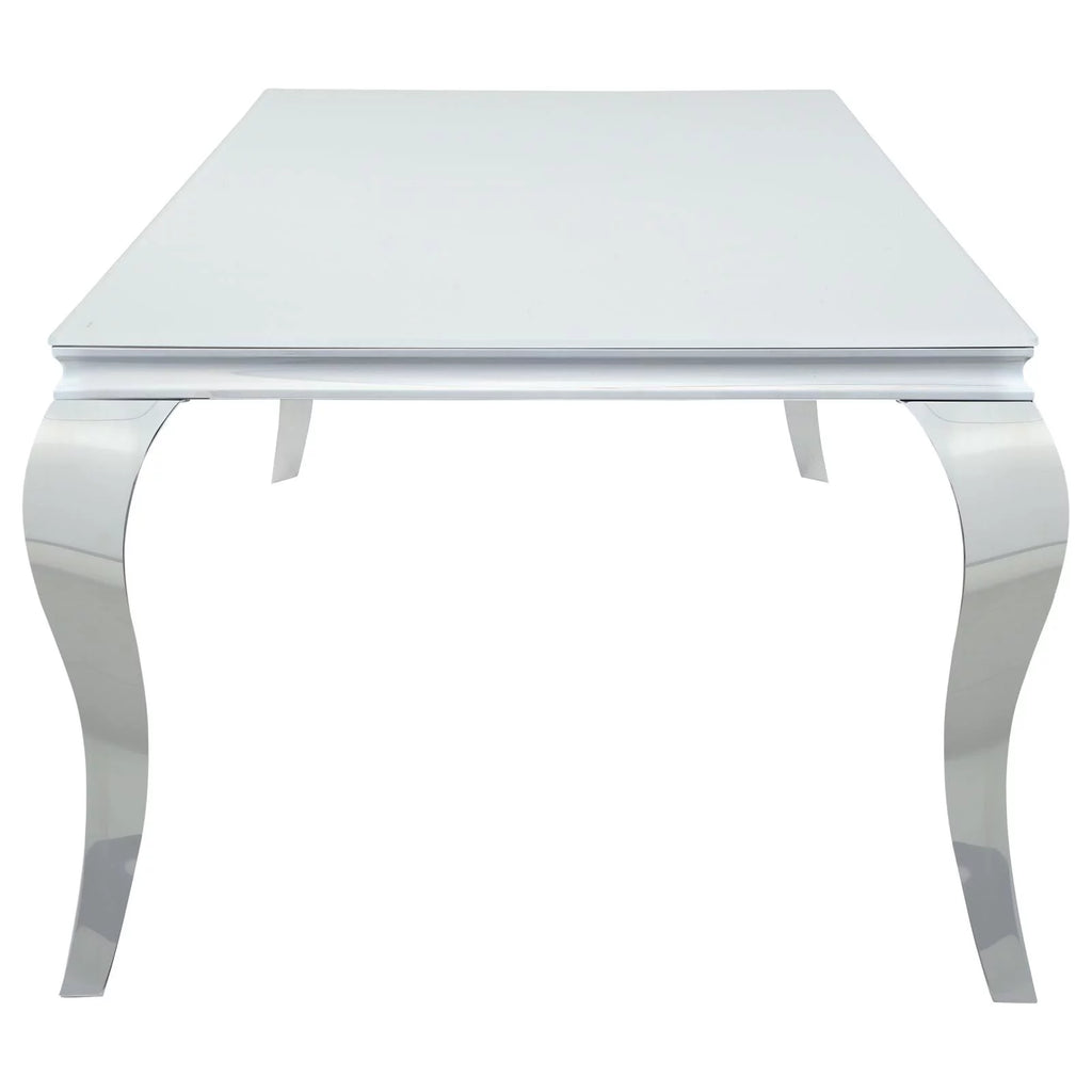 Carone Rectangular Glass Top Dining Table White Chrome Z19912