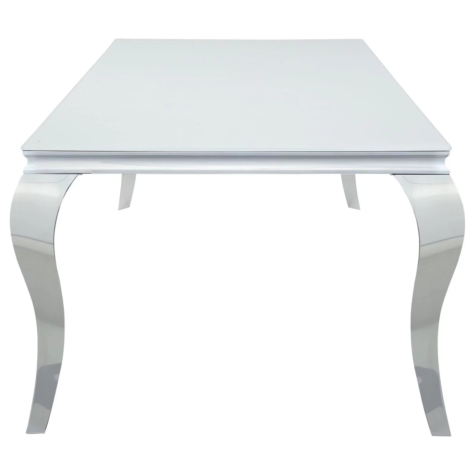 Carone Rectangular Glass Top Dining Table White Chrome Z19912