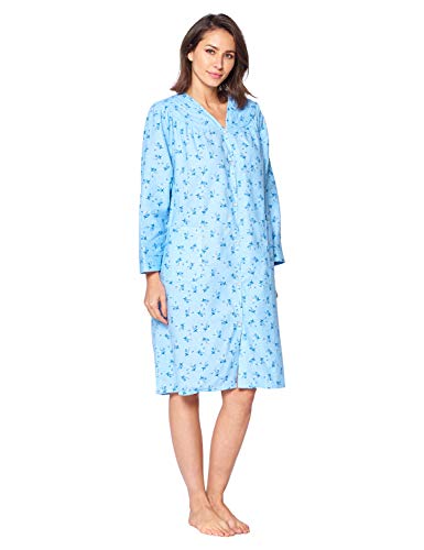 Casual Nights Women's Floral Snap Front Flannel Duster Dress X95896
