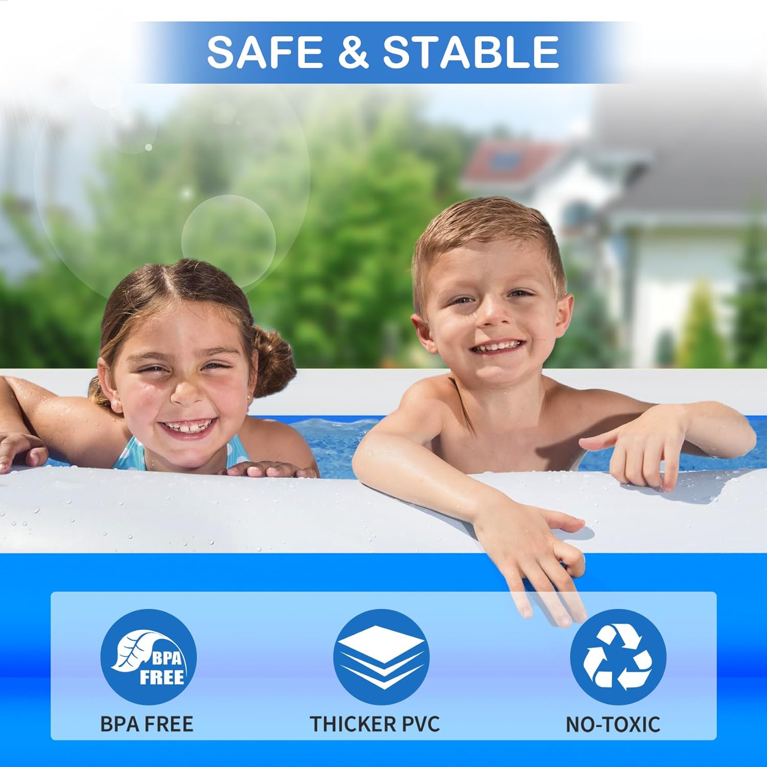Inflatable Swimming Pool for Adults, Family, Outdoor Backyard N10231