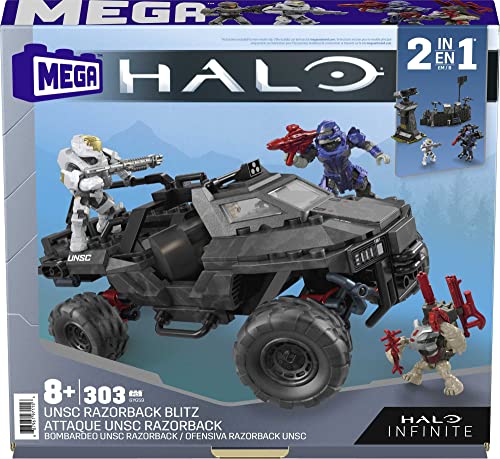 Mega Halo Infinite UNSC Razorback Blitz Vehicle Building Toy Set, 303 Pieces P7227