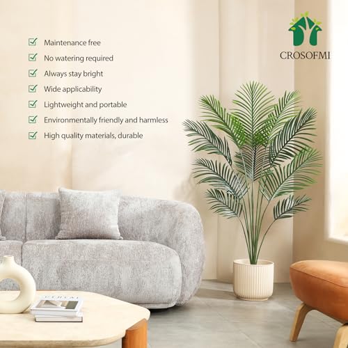 CROSOFMI Artificial Areca Palm Tree 6 Feet Fake Tropical Plant in Pot, 2 Pack C854306