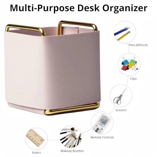 Vegan Leather Pen Holder for Desk Office Supplies Brown J669