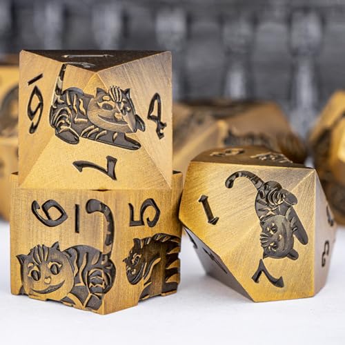 Metal DND Cat Dice 7PCS Polyhedral RPG Dice Set with Gift Case B373640