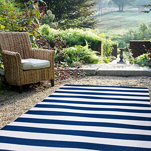 FH Home Outdoor Camping Rug - Waterproof, Fade Resistant, Reversible - Premium Recycled Plastic - Geometric - Large Patio, Deck, Sunroom, RV - Aztec - Teal & White - 9 x 12 ft Foldable
