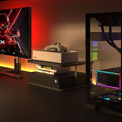 Black Projector Wall Shelf Floating Under TV Stand for Xbox Router N73677
