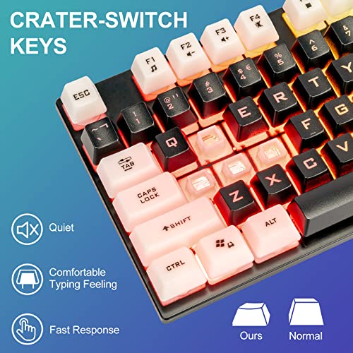 CHONCHOW LED Keyboard and Mouse Combo, 104 Keys Rainbow Backlit, White, for PC Laptop Xbox PS4 A8844