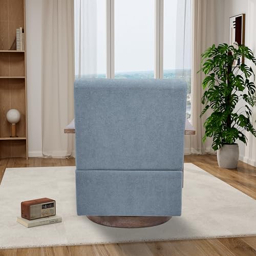 Swivel Accent Chair with Solid Wood Armrests, Beige V9687