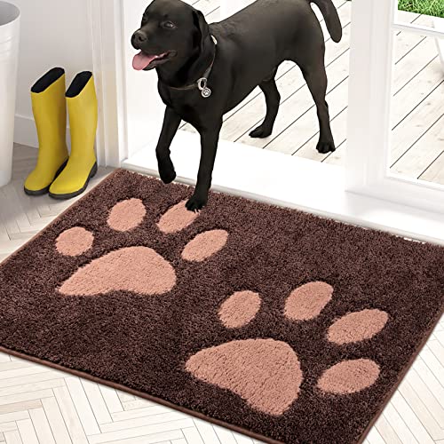PURRUGS Dirt Trapper Door Mat 20" x 31.5", Non-Skid/Slip Machine Washable Microfiber Entryway Rug, Dog Door Mat, Super Absorbent Welcome Mat for Muddy Wet Shoes and Paws, Beige