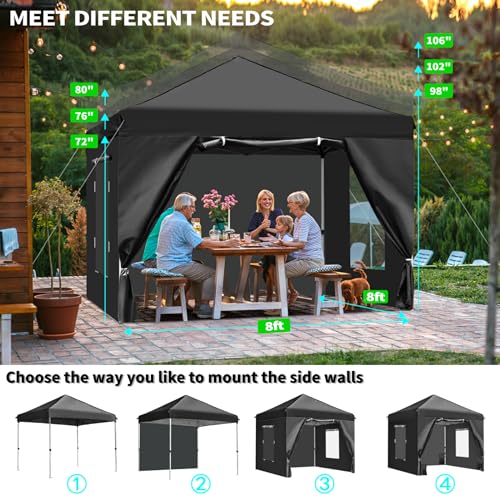 10x10 Pop Up Canopy Tent with 4 Removable Sidewalls, Black U616907