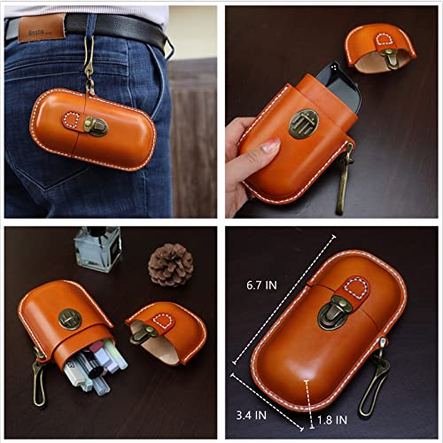 Handmade Leather Eyeglass Case Hard Shell Retro W247509