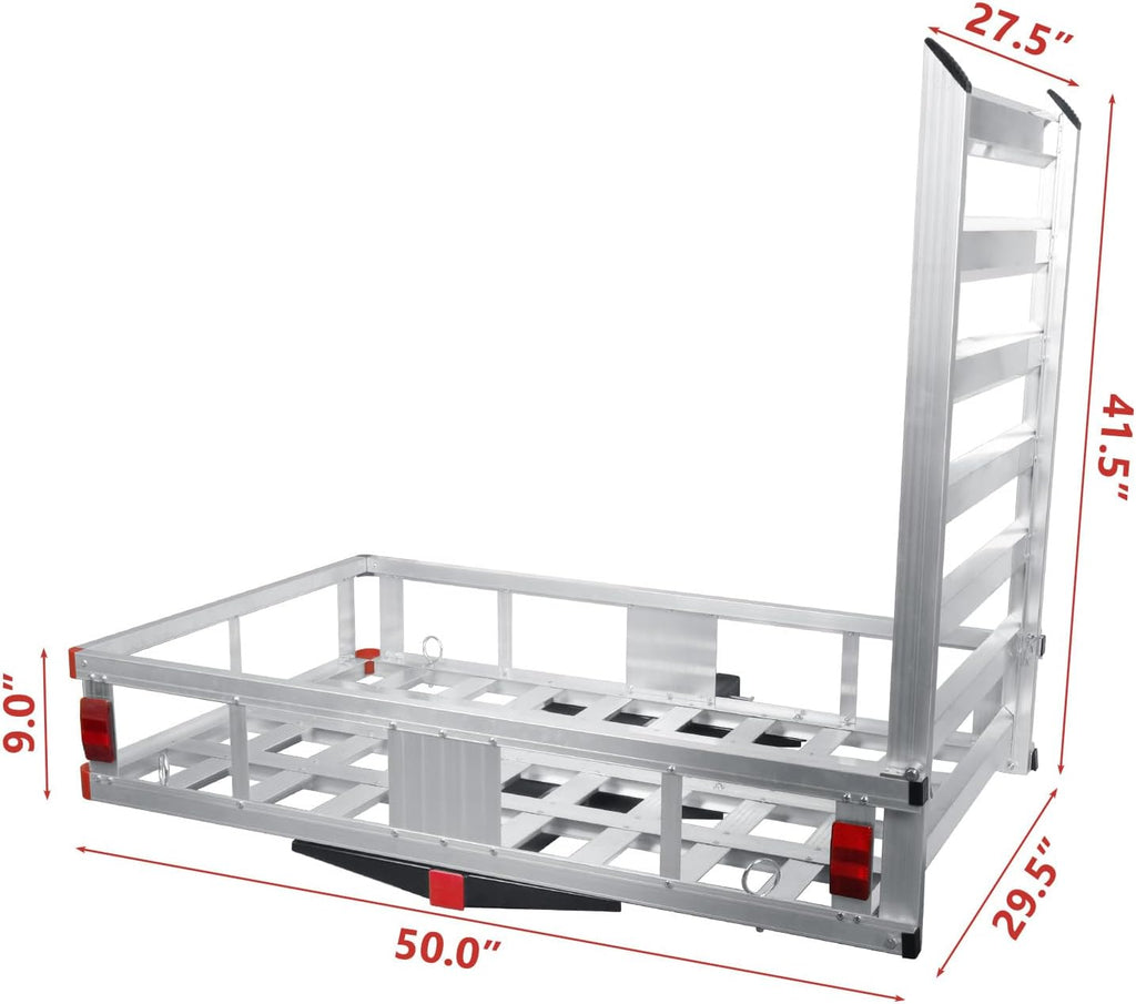 Aluminum Hitch Cargo Carrier with Ramp, 800Lbs Capacity J55924