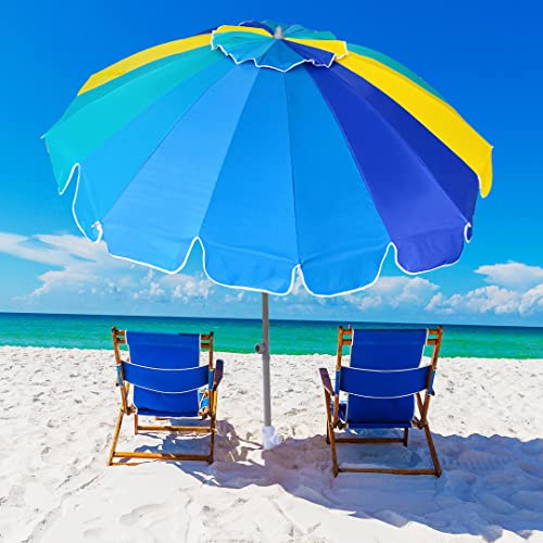 AMMSUN 7.5ft Heavy Duty Beach Umbrella with Sand Anchor & Tilt, UV50+ T584
