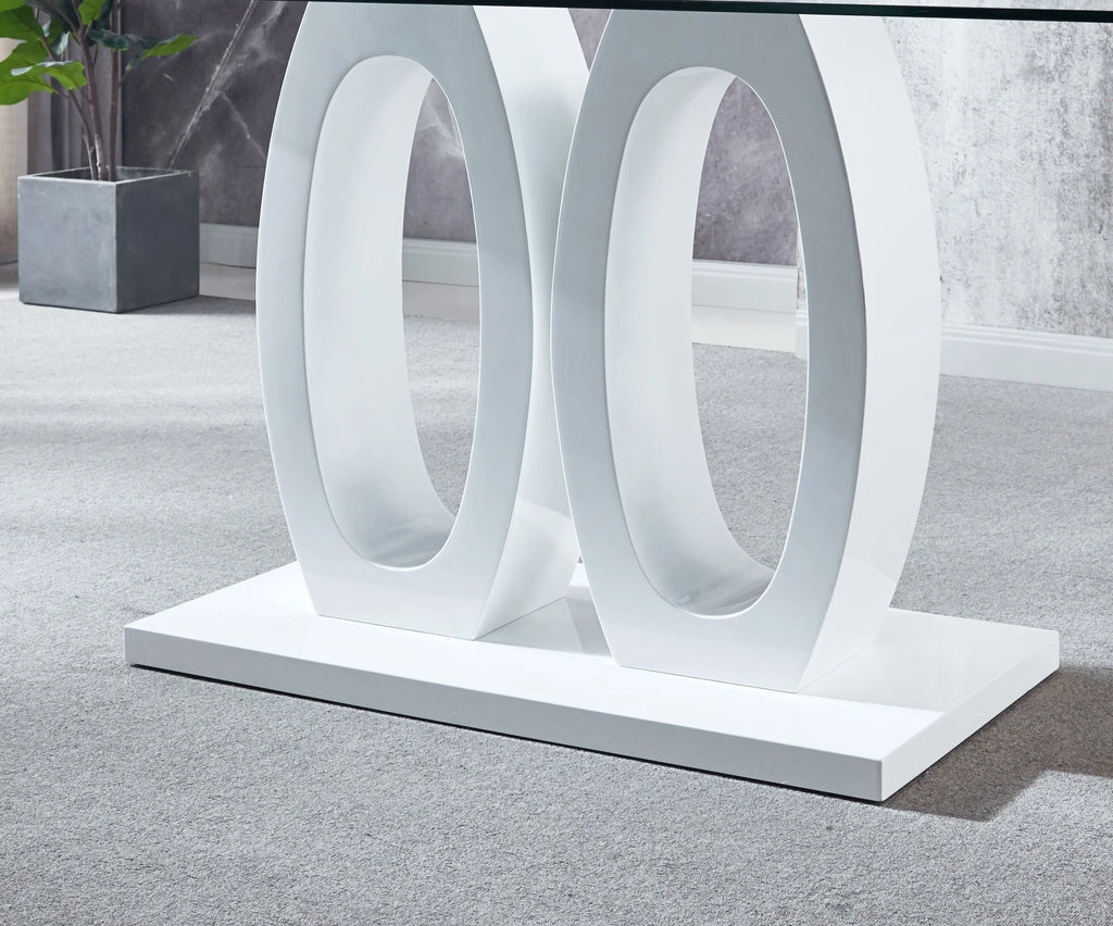 Contemporary Tempered Glass Double Pedestal Dining Table M27036